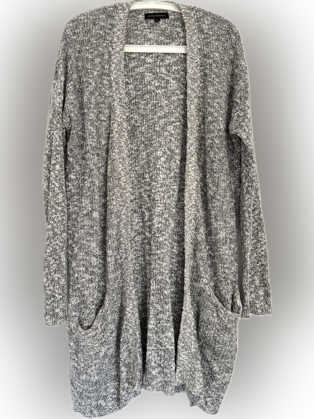 100% Cotton Banana Republic Gray Marled Open-Front Women's Cardigan